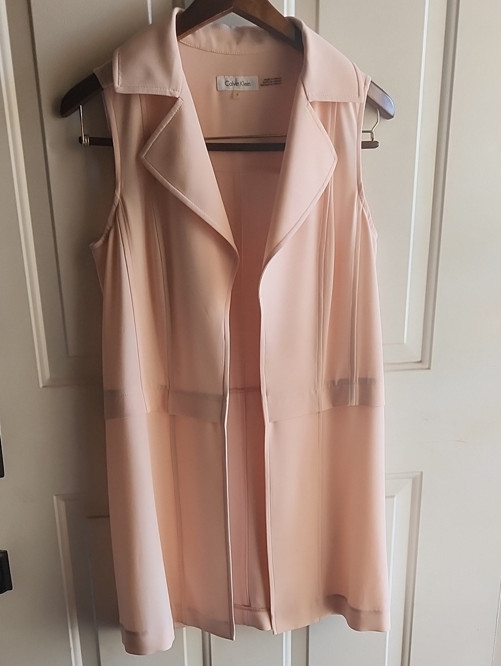 Calvin Klein Sleeveless Longline Vest in Peach